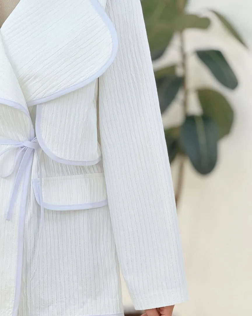 مانتو ژاکارد بارلی یقه عروسکی کد H387