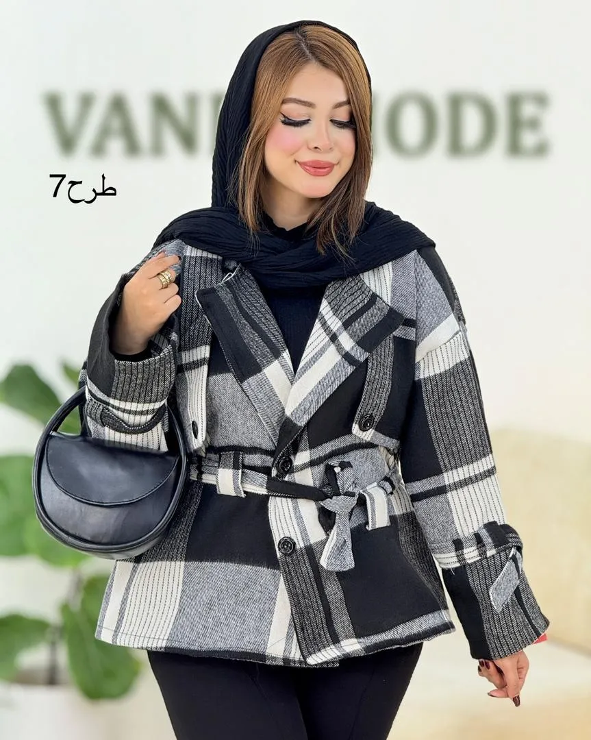 ترنج کت چهار خونه آستین بند دار کد h606