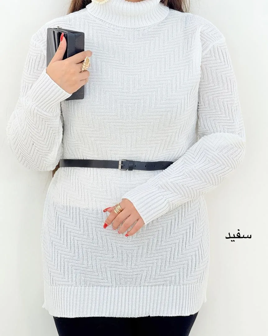 بافت یقه اسکی آستین موج دار کد h490