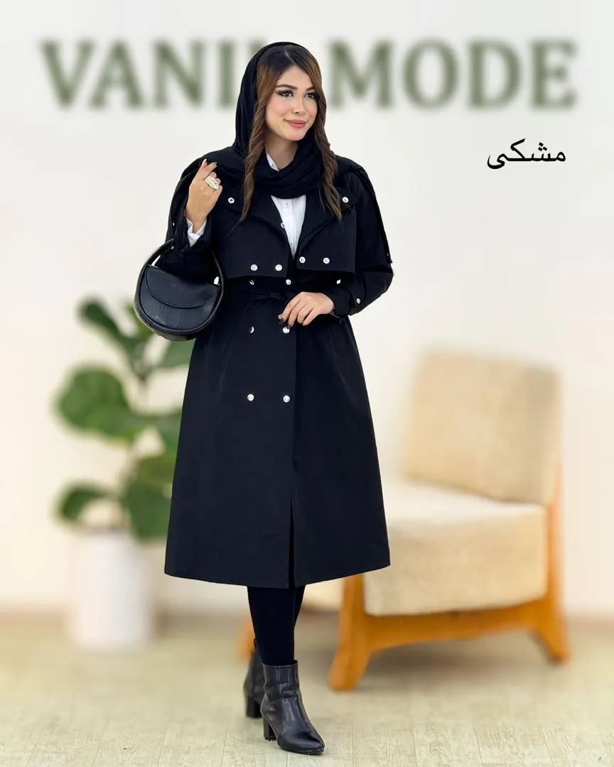 بارانی بلند جلیقه دار یقه انگلیسی کد H396