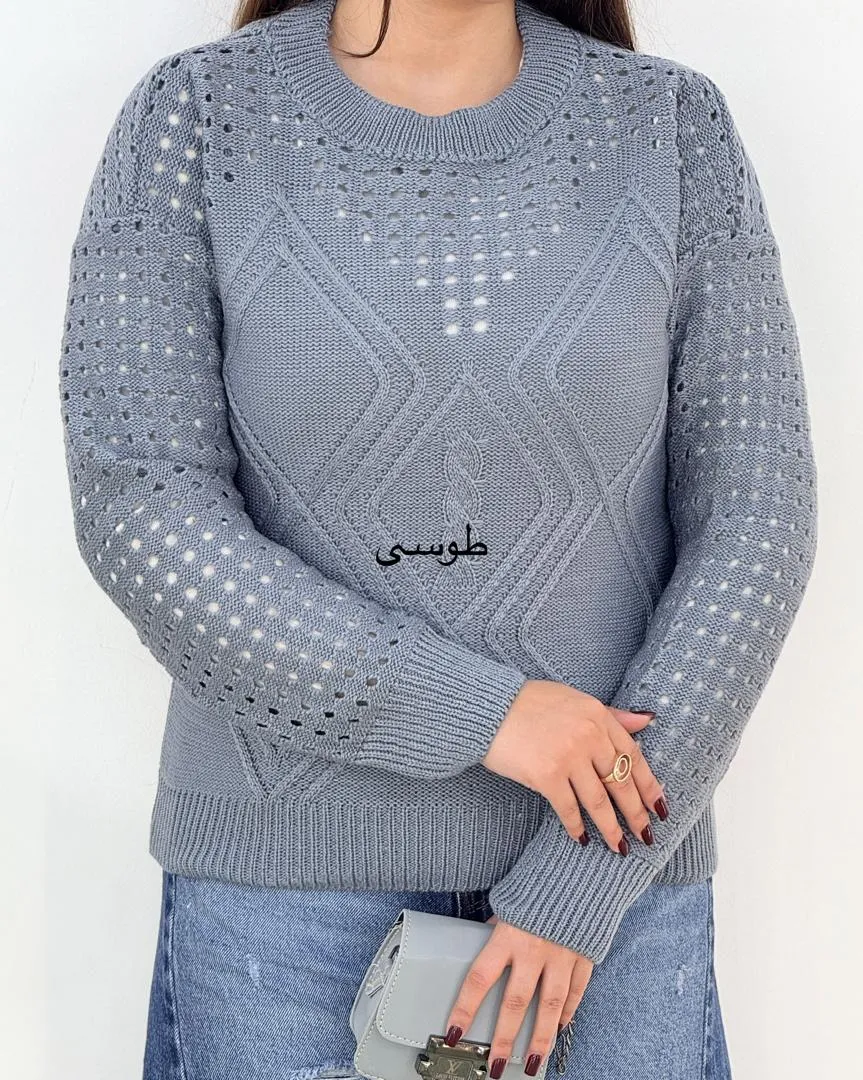 بافت یقه گرد طرح لوزی کد h526