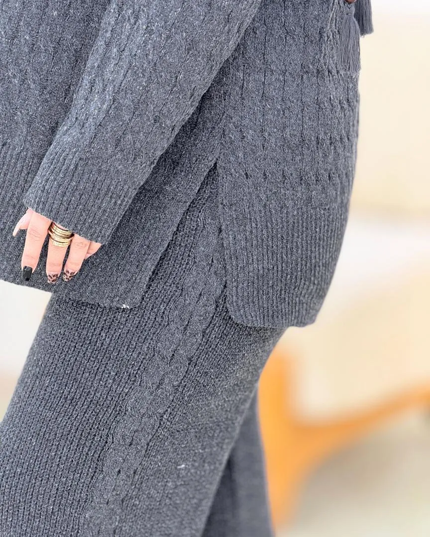 ست بلوز شلوار بغل چاکدار بافت کد h533