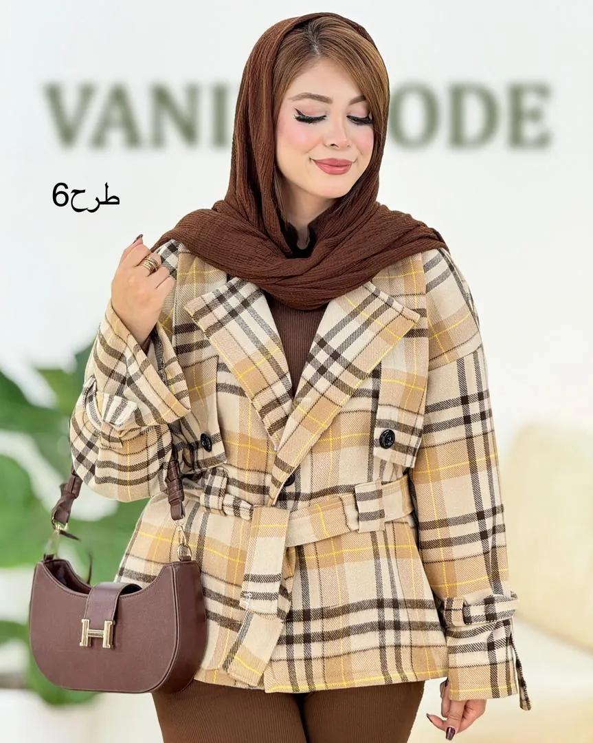 ترنج کت چهار خونه آستین بند دار کد h606