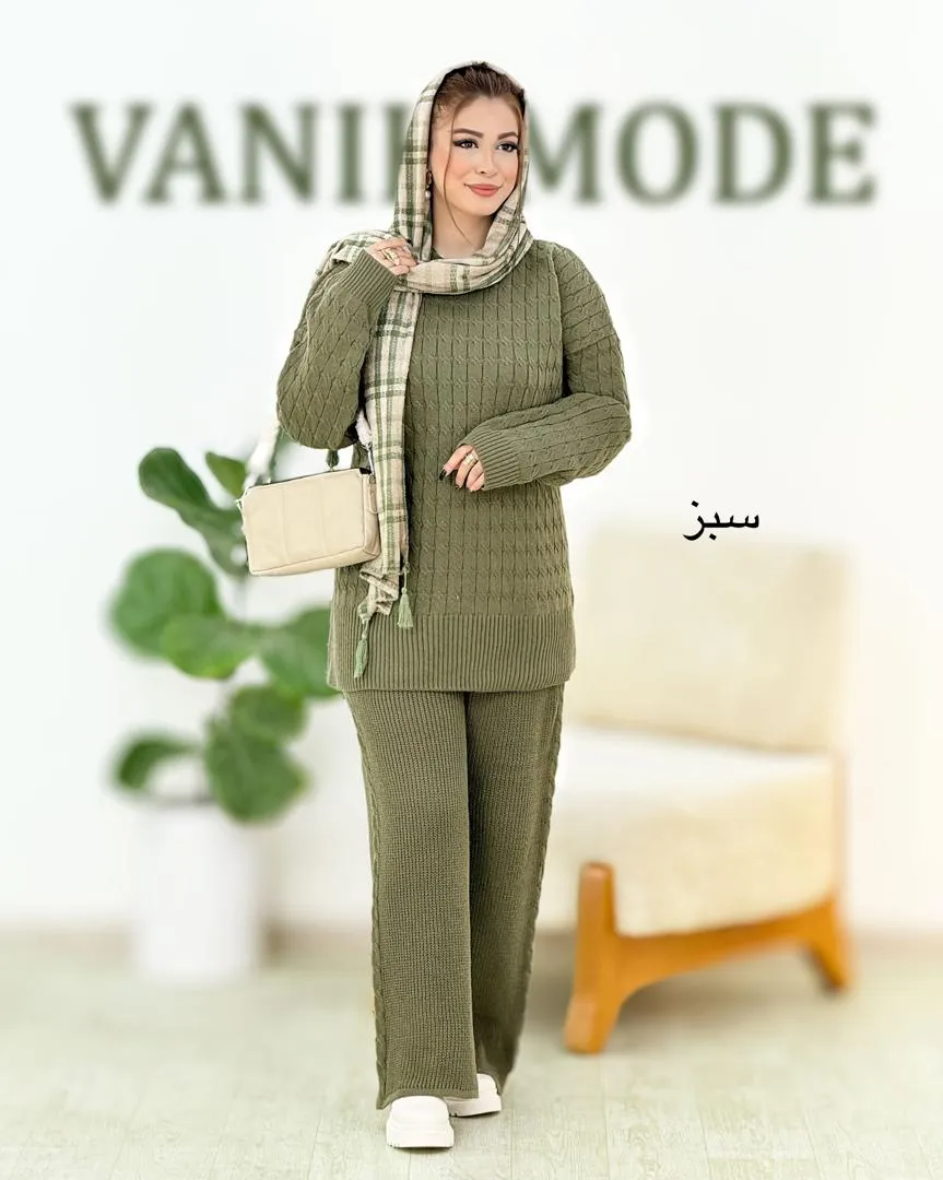 ست بلوز شلوار بغل چاکدار بافت کد h533