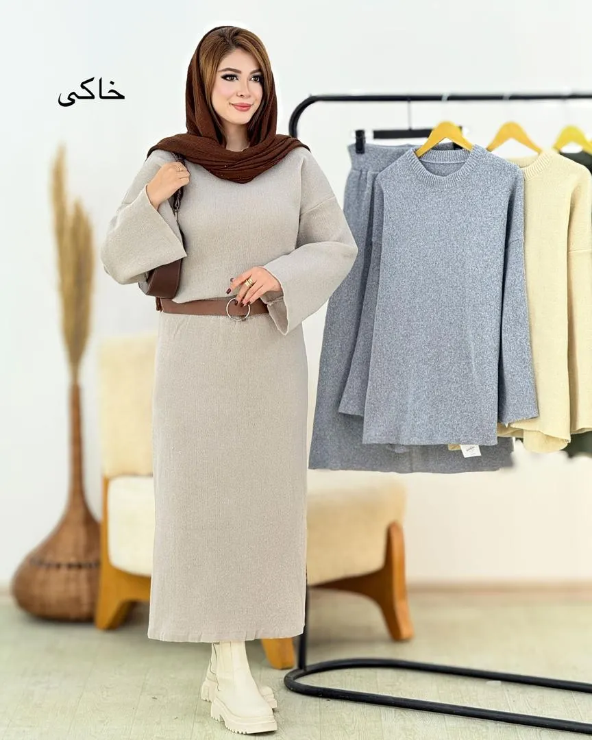 ست بلوز دامن پاین چاکدار بافت کد h543