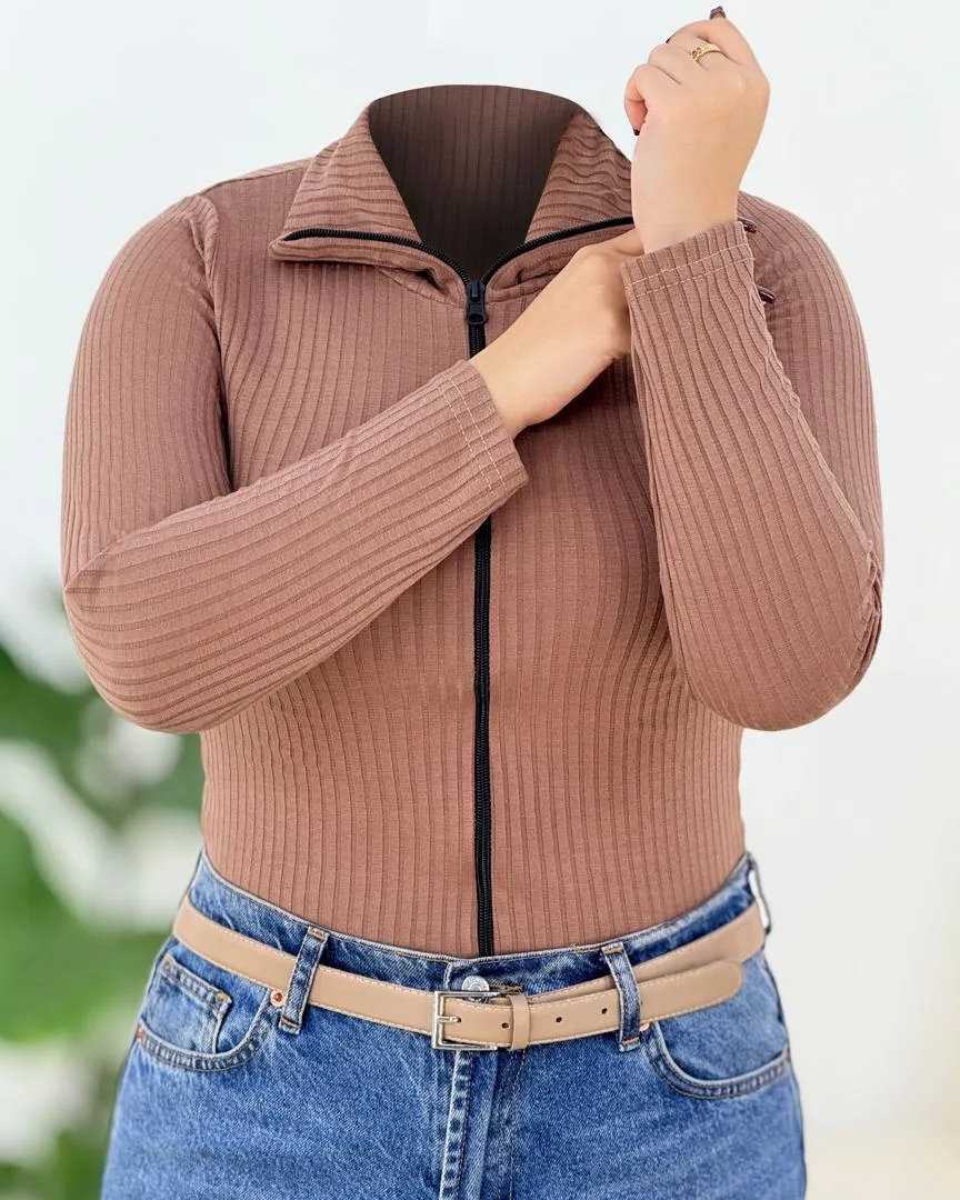 بلوز یقه اسکی جلو زیپ کد h631