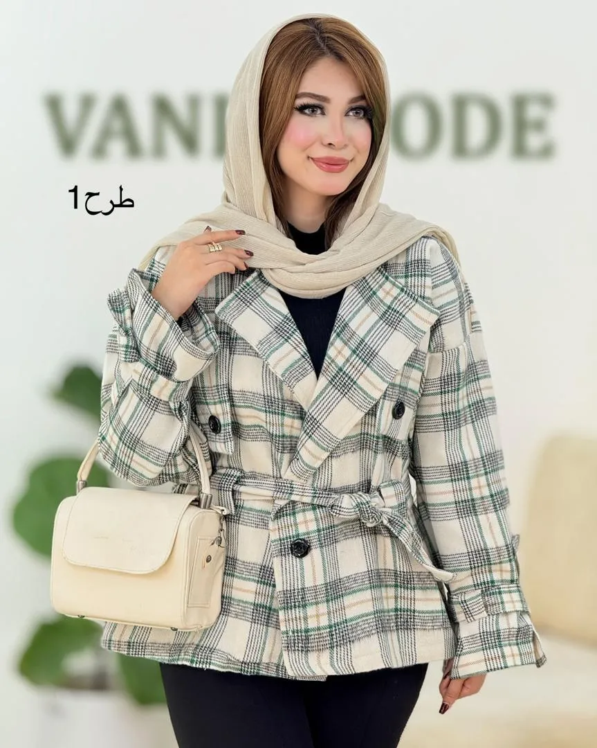 ترنج کت چهار خونه آستین بند دار کد h606