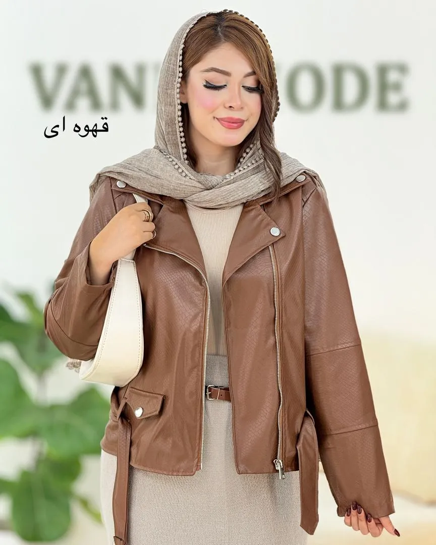 کراپ کت یقه دکمه نما چرم کد h575