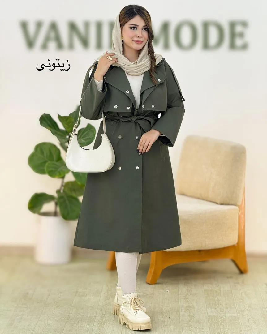 بارانی بلند جلیقه دار یقه انگلیسی کد H396