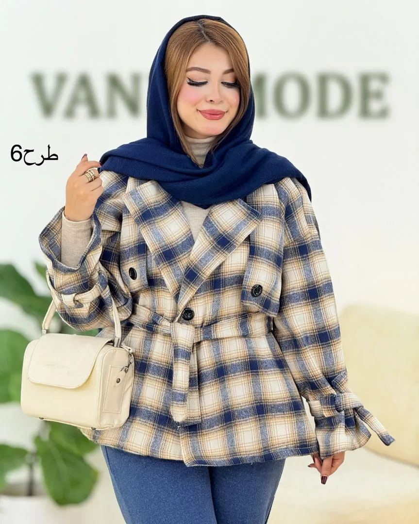 ترنج کت چهار خونه آستین بند دار کد h606