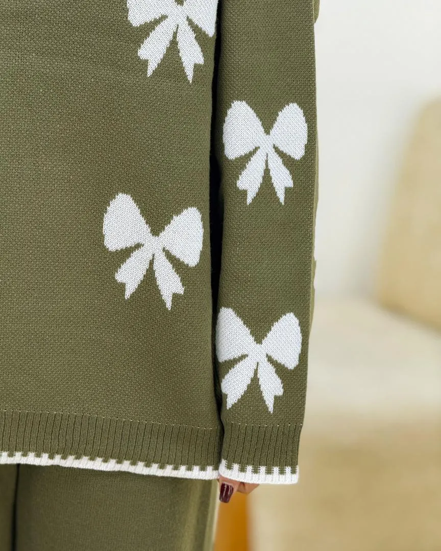 ست بلوز شلوار بافت طرح پاپیون کد h623