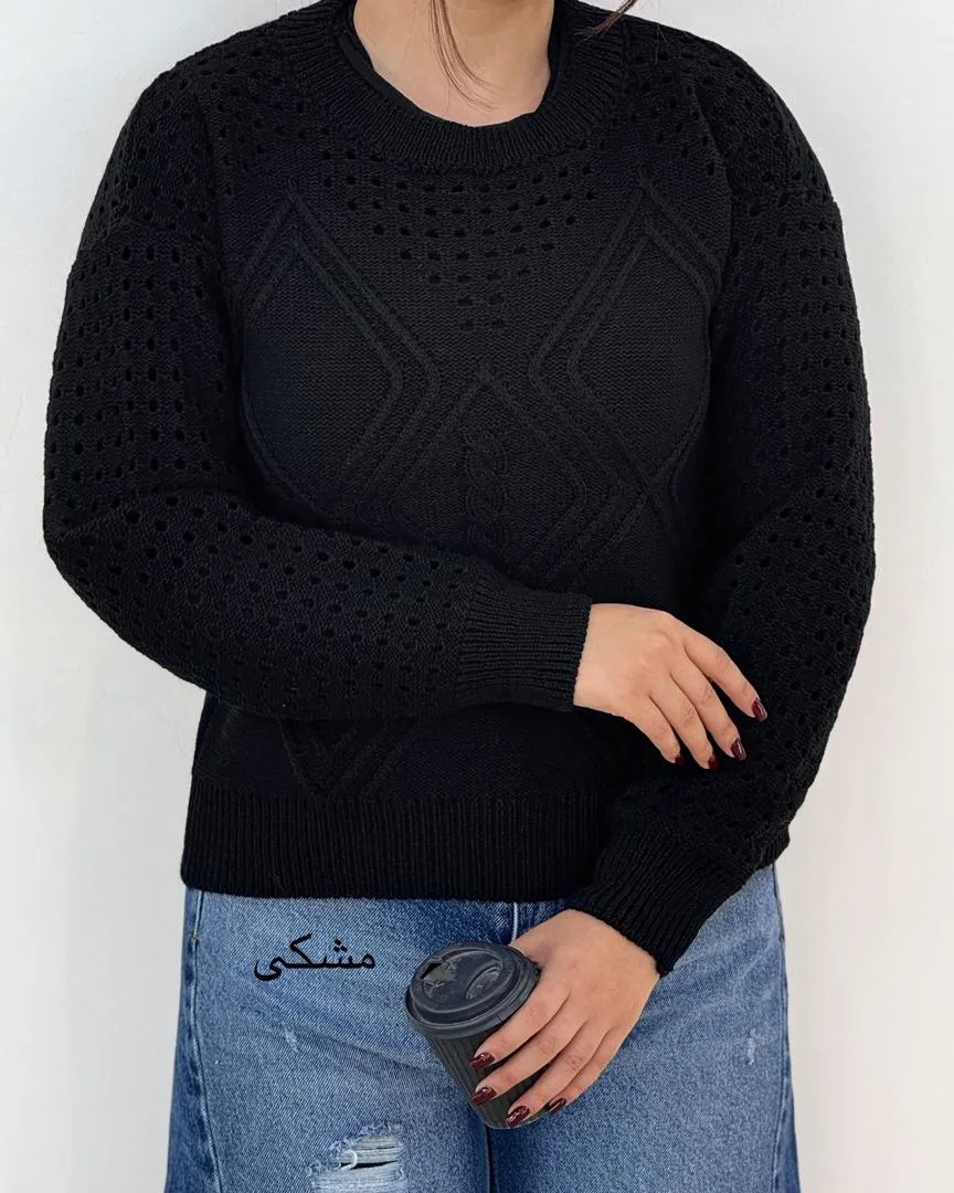 بافت یقه گرد طرح لوزی کد h526