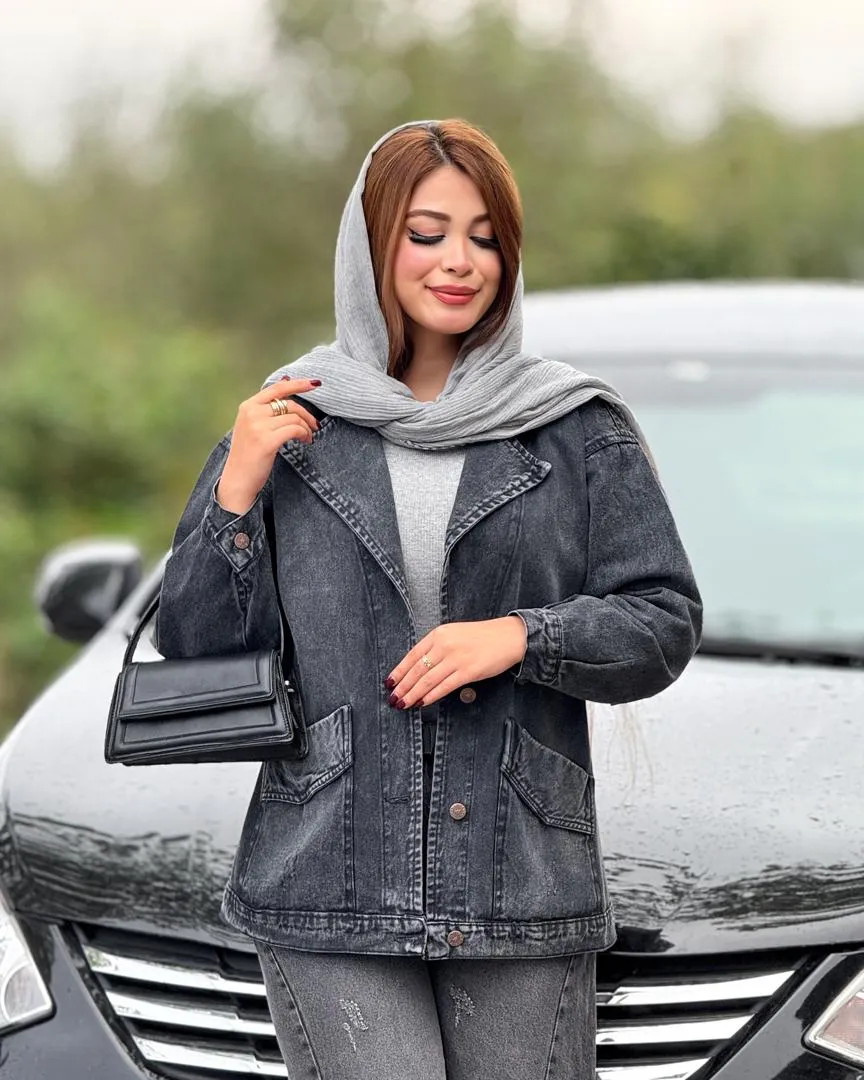 مانتو جین آستین مچ دار جلو جیب کد h636