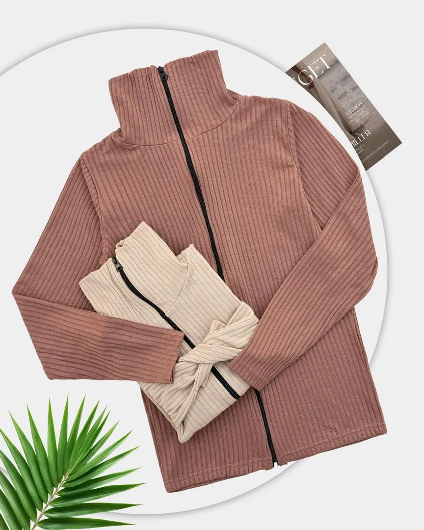 بلوز یقه اسکی جلو زیپ کد h631