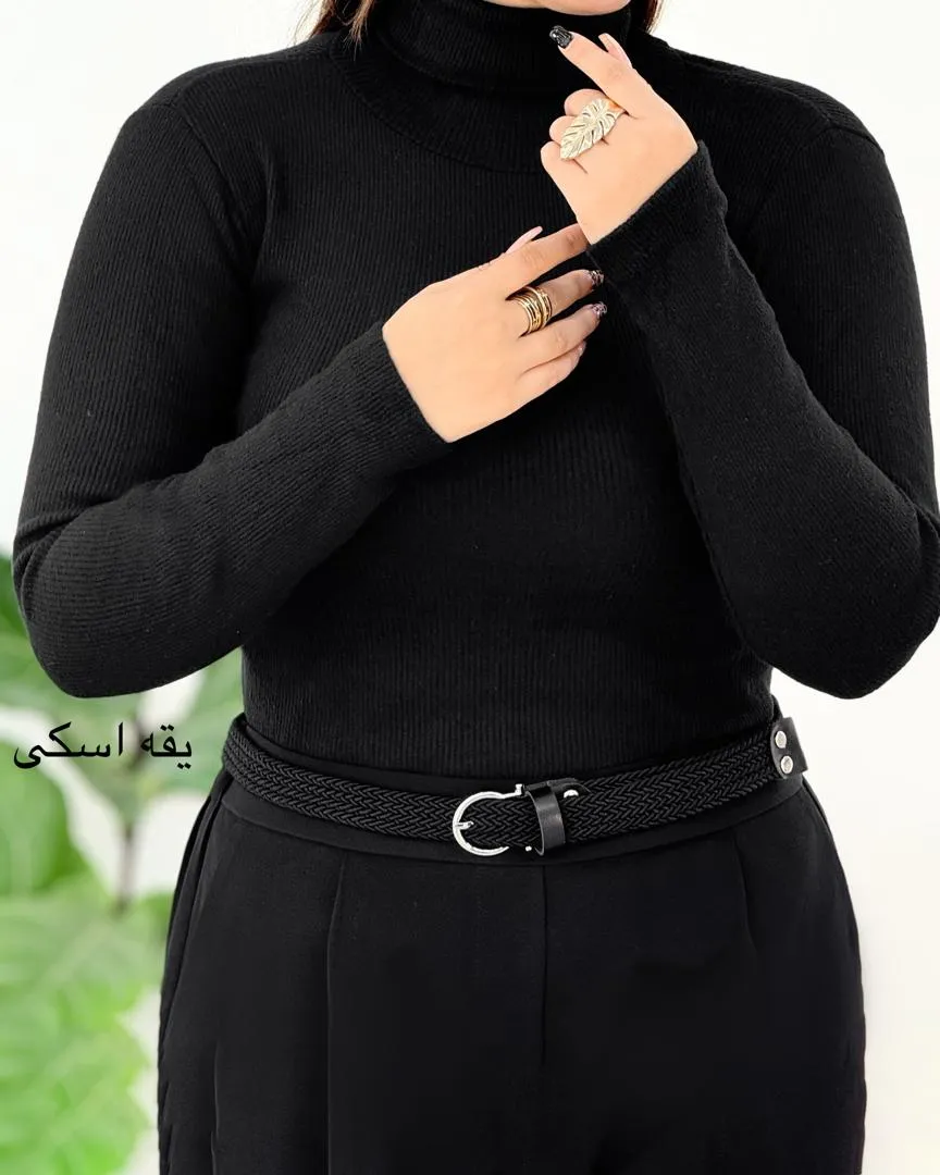 بلوز یقه اسکی موهر مشکی کد h549