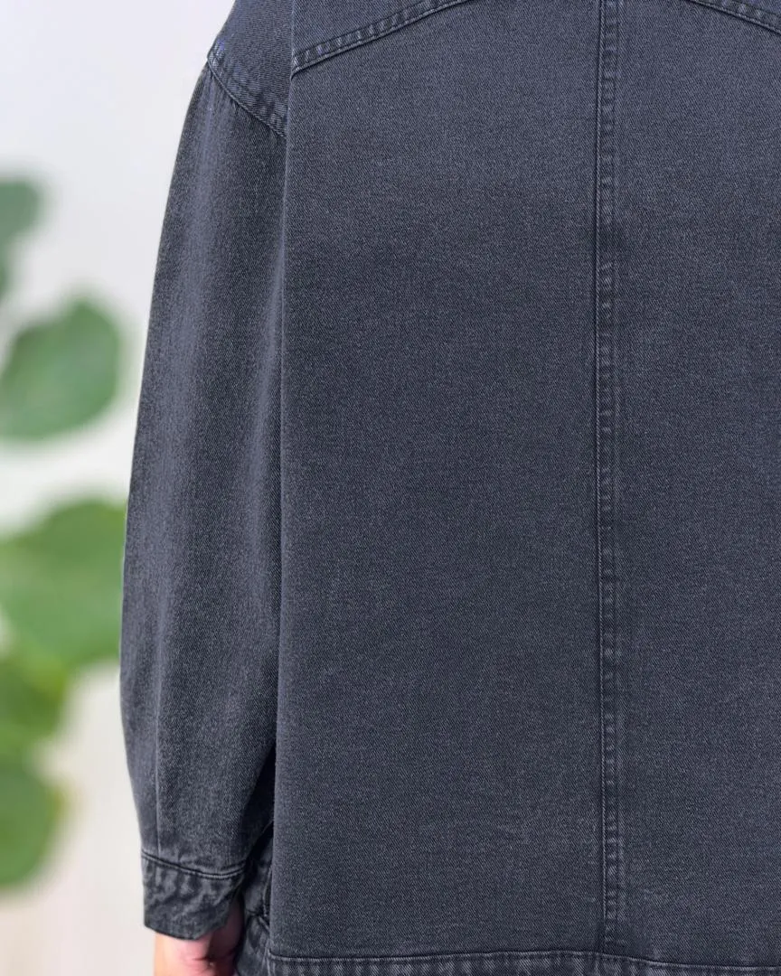 مانتو جین آستین مچ دار جلو جیب کد h636