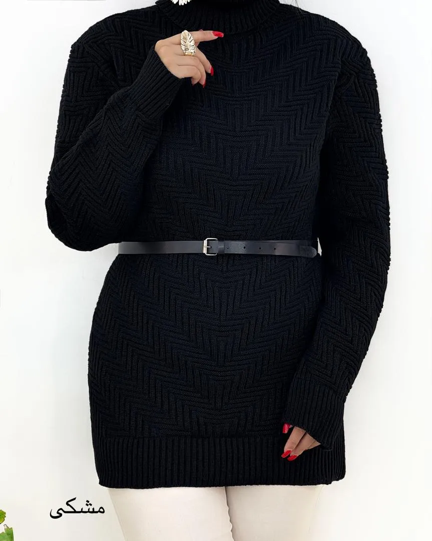 بافت یقه اسکی آستین موج دار کد h490