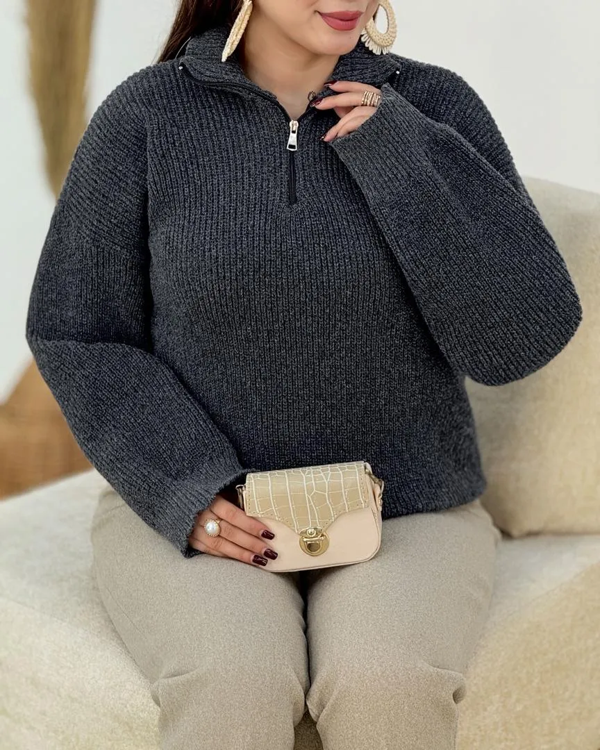 بافت نیم زیپ زنانه کد h544