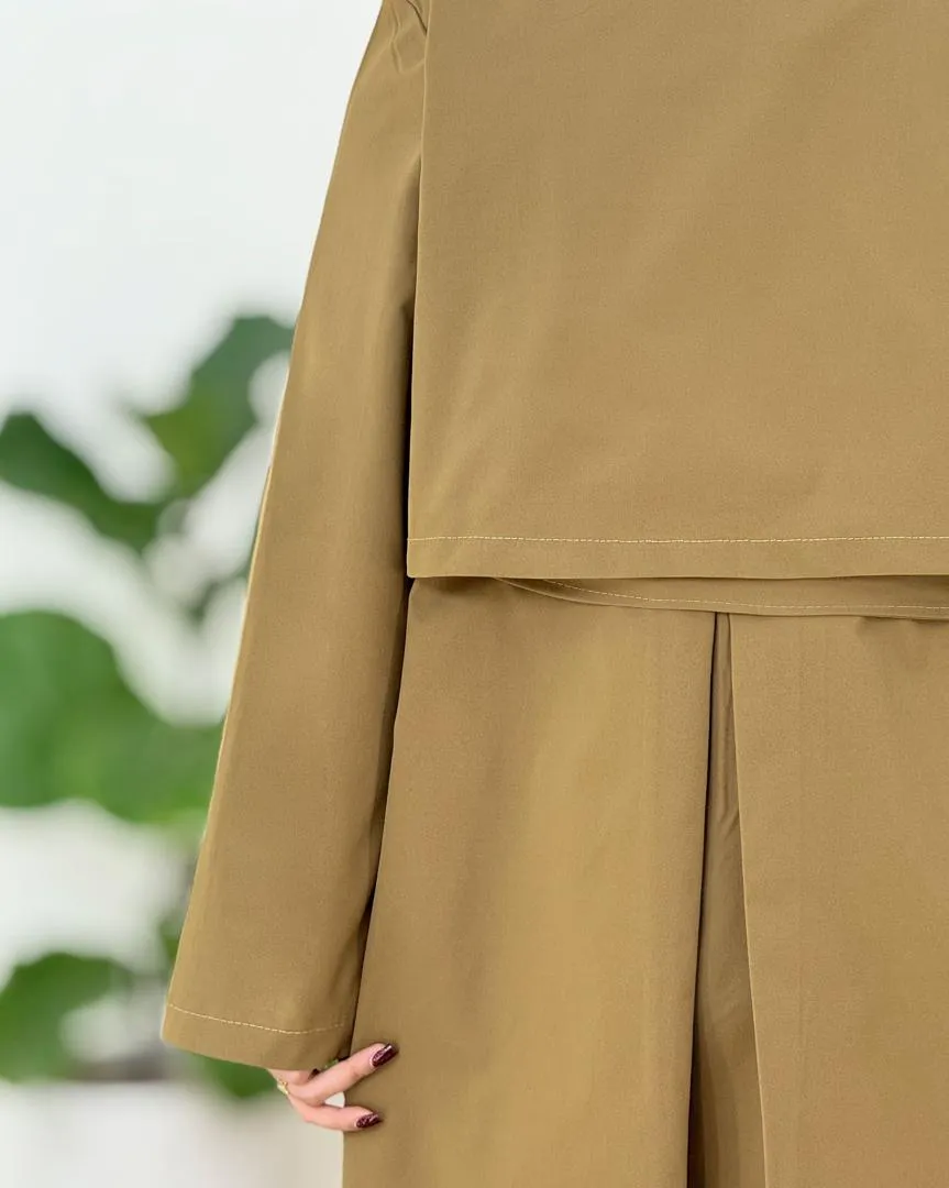 بارانی بلند بند دار یقه انگلیسی کد h638