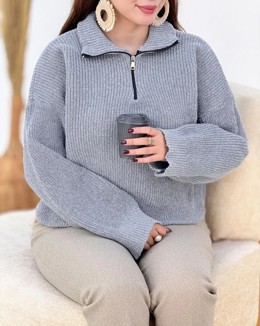 بافت نیم زیپ زنانه کد h544