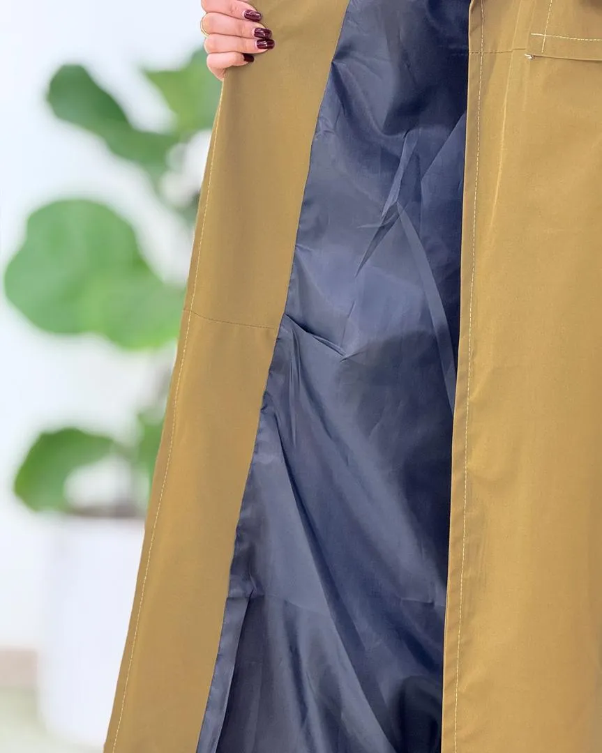 بارانی بلند بند دار یقه انگلیسی کد h638