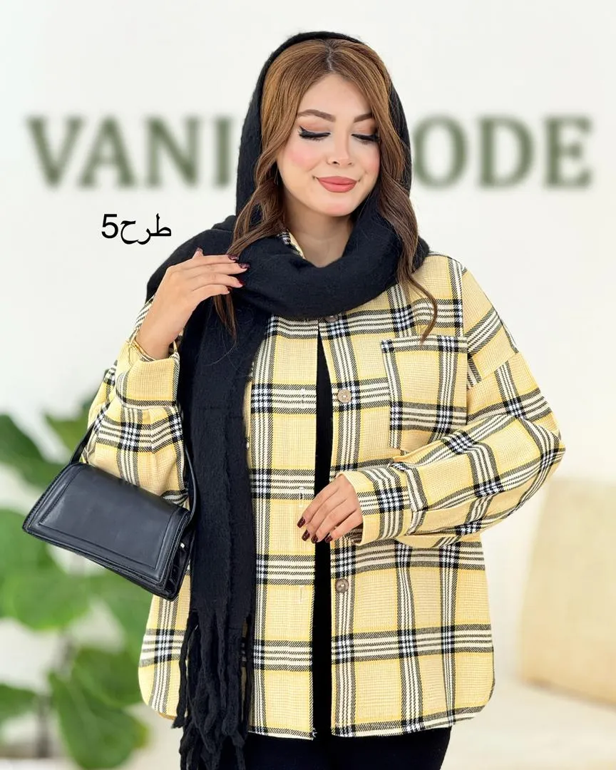 شکت چهار خونه آستین چین دار کد H618