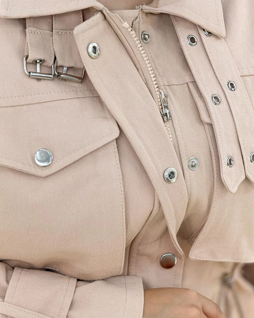 بارونی چهار جیب یقه سگک دار کد h494