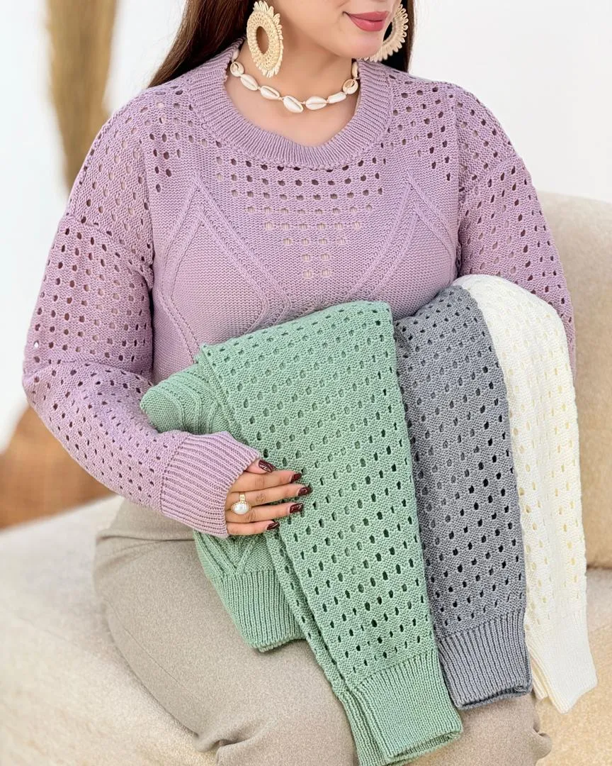 بافت یقه گرد طرح لوزی کد h526