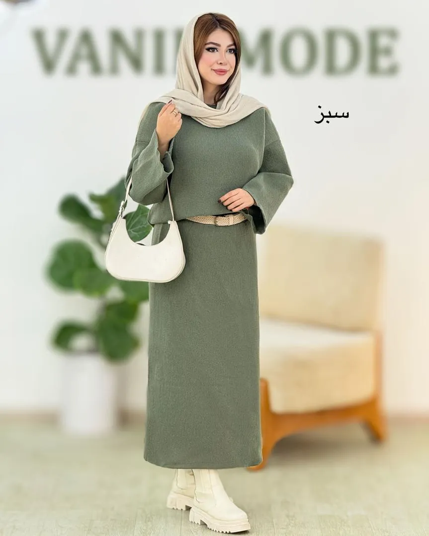 ست بلوز دامن پاین چاکدار بافت کد h543