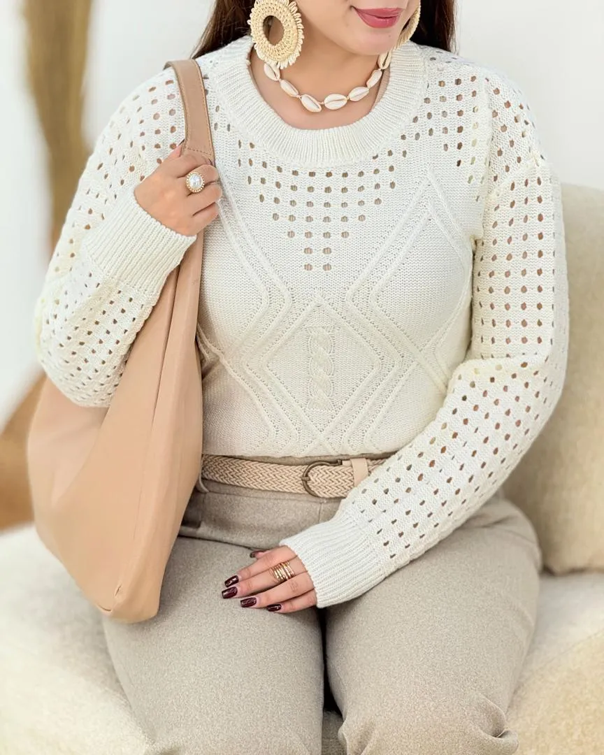 بافت یقه گرد طرح لوزی کد h526