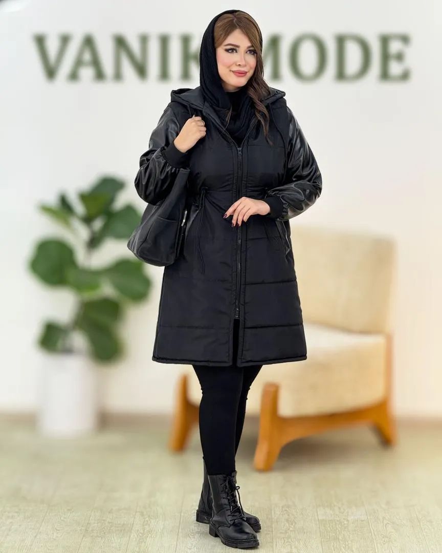 کاپشن مموری آستین چرم بلند کد H558