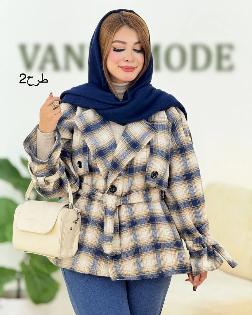 ترنج کت چهار خونه آستین بند دار کد h606