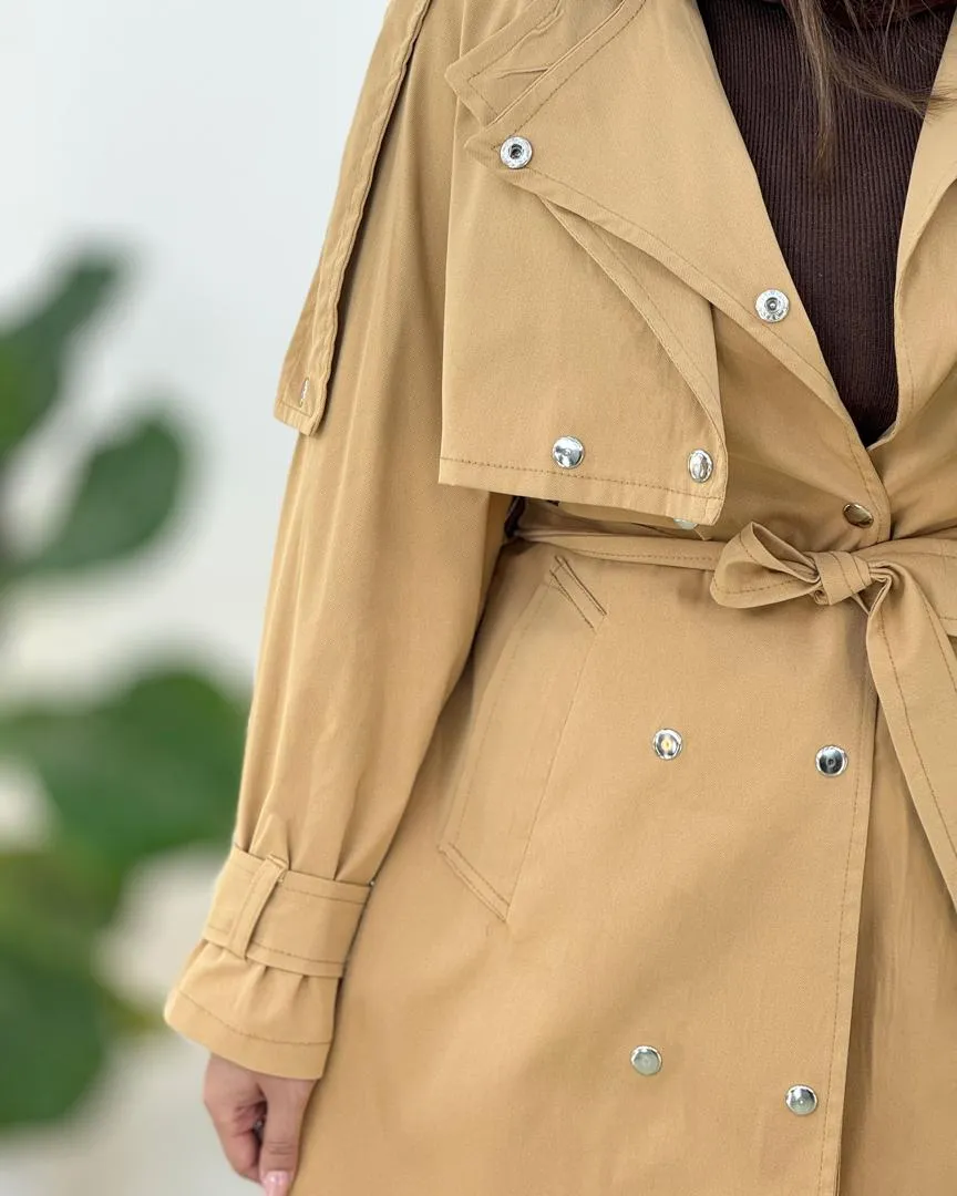 بارانی بلند جلیقه دار یقه انگلیسی کد H396