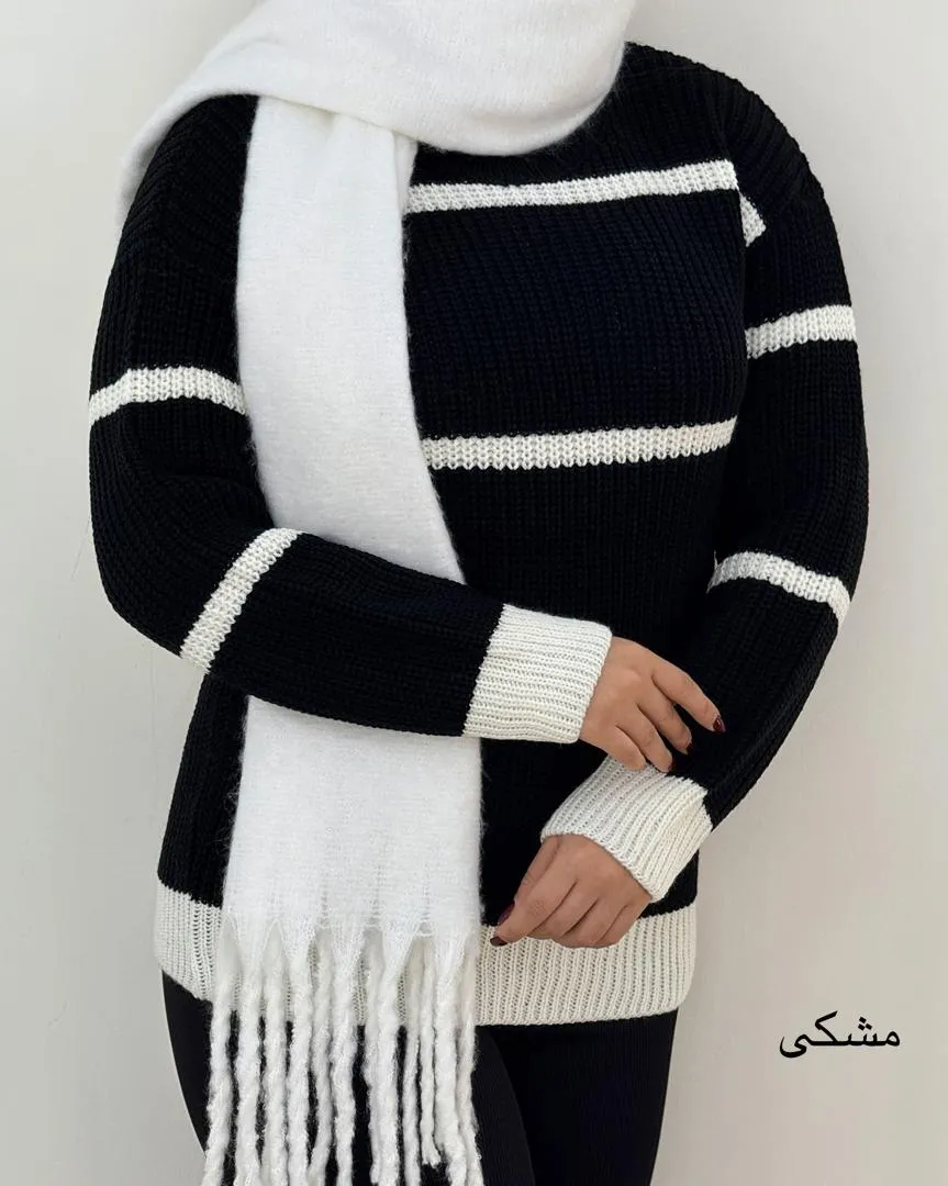 بلوز بافت آستین مچ دار راه راه کد H625