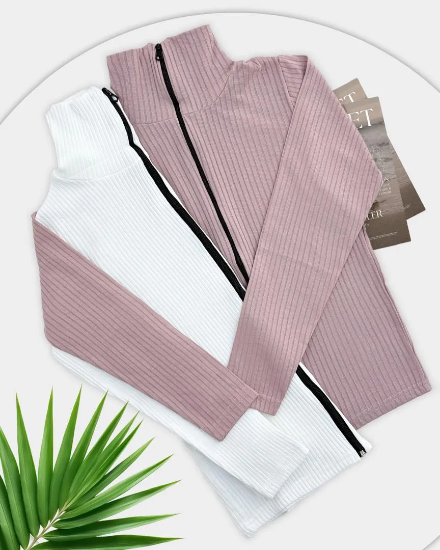 بلوز یقه اسکی جلو زیپ کد h631