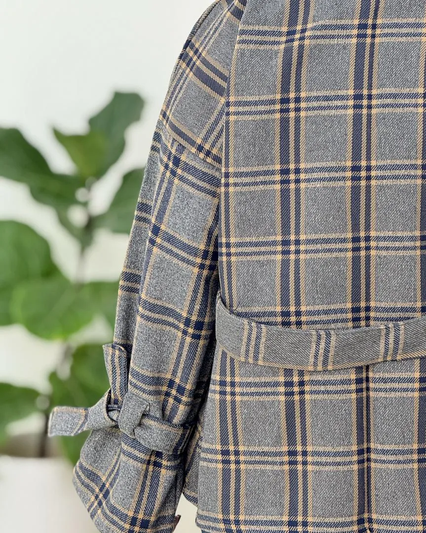 ترنج کت چهار خونه آستین بند دار کد h606