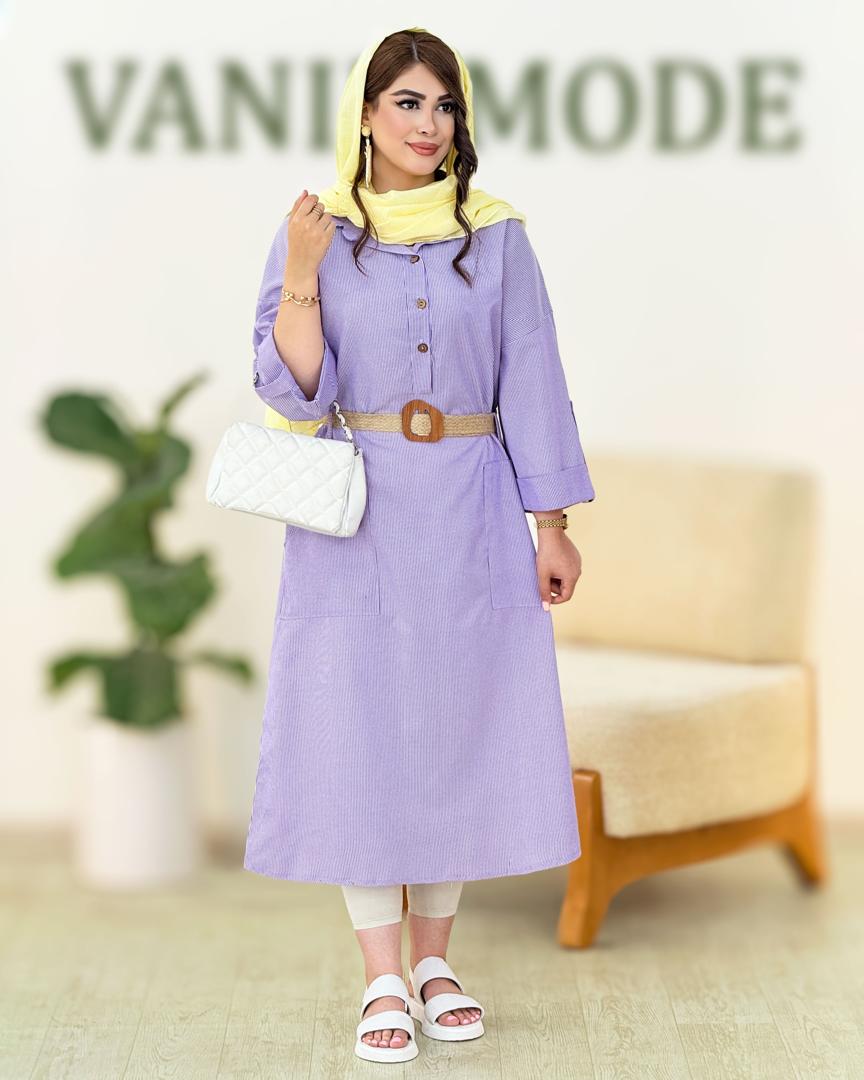 کفتان راه راه کمربند دار کد h66