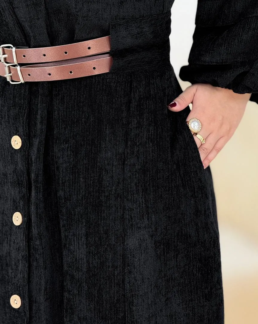 پیراهن آستین پیله دار مخمل کد h664