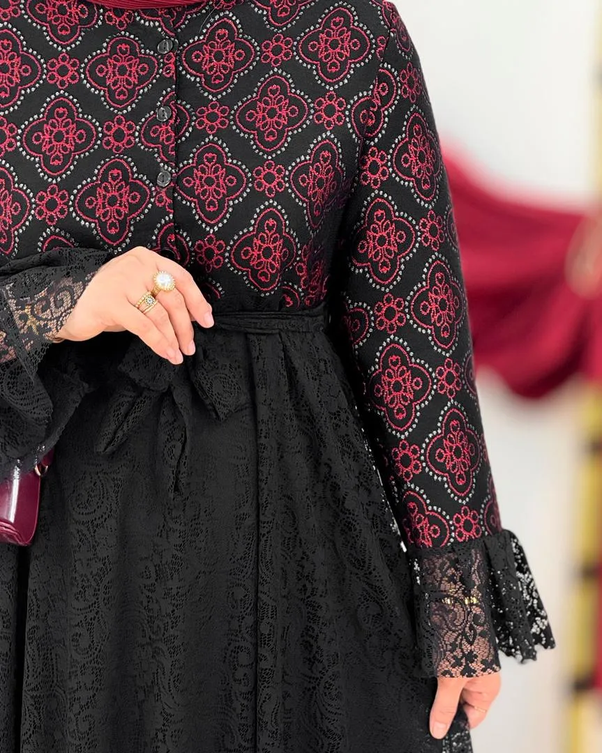 پیراهن یلدایی پایین تور دار کد h726