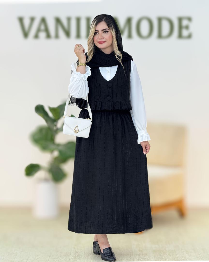 ست سه تیکه شومیز دامن جلیقه کد h166