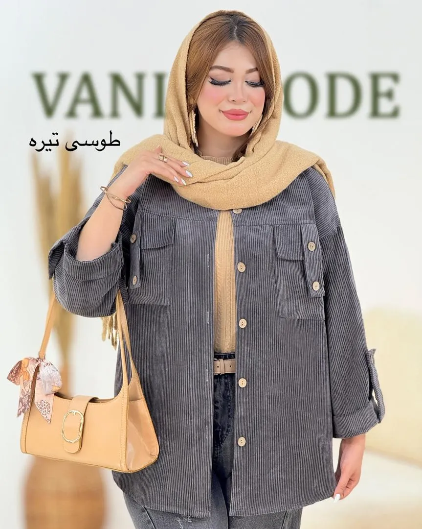 شومیز صلیبی جلو جیب مخمل کد h729