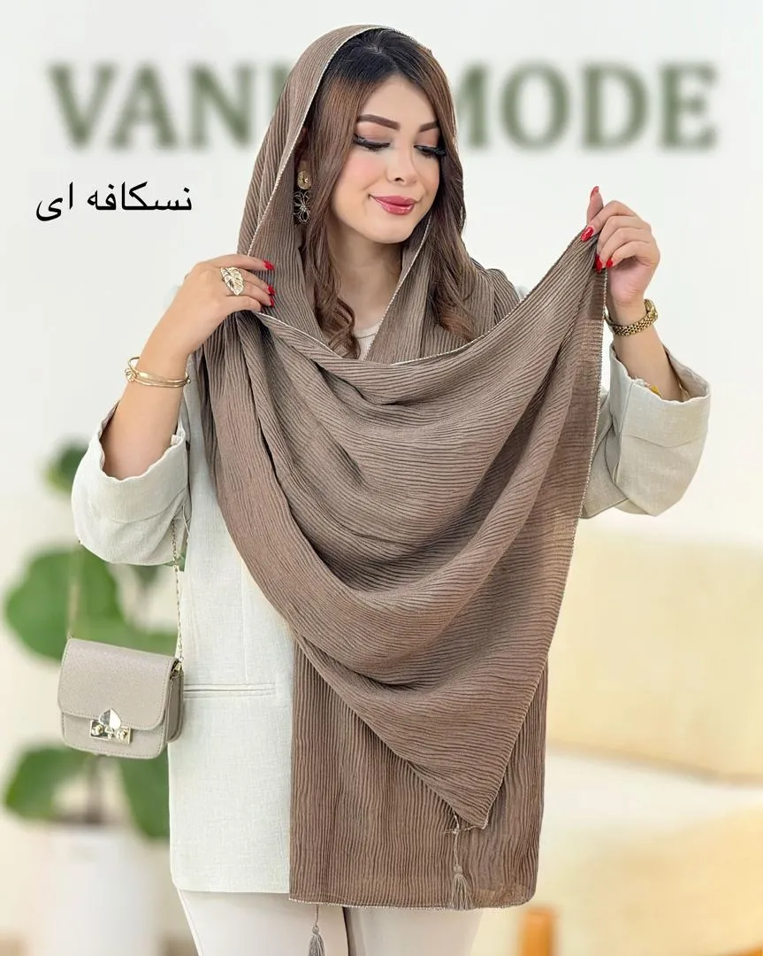 شال پلیسه منگوله دار دورلمه کد g500