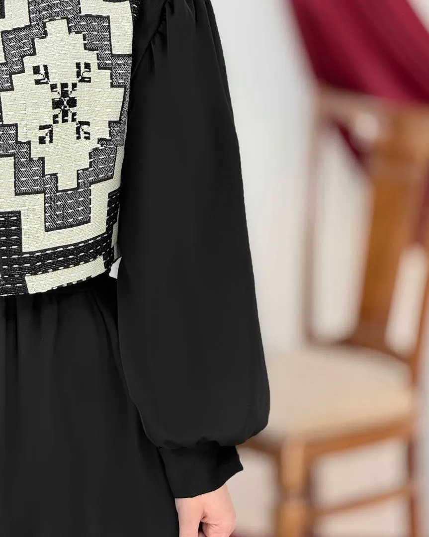 ست پیراهن جلیقه یلدایی کد h763