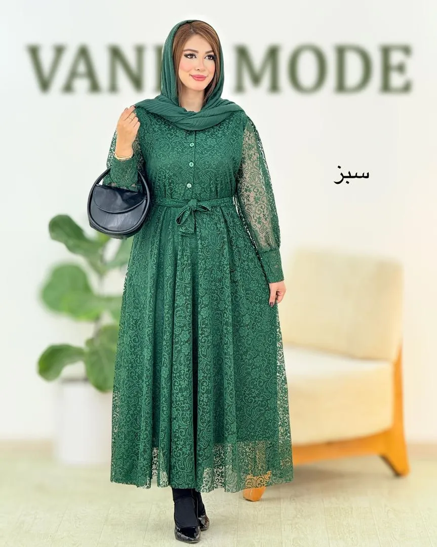 پیراهن دانتل آستین مچ دار زنانه کد h612