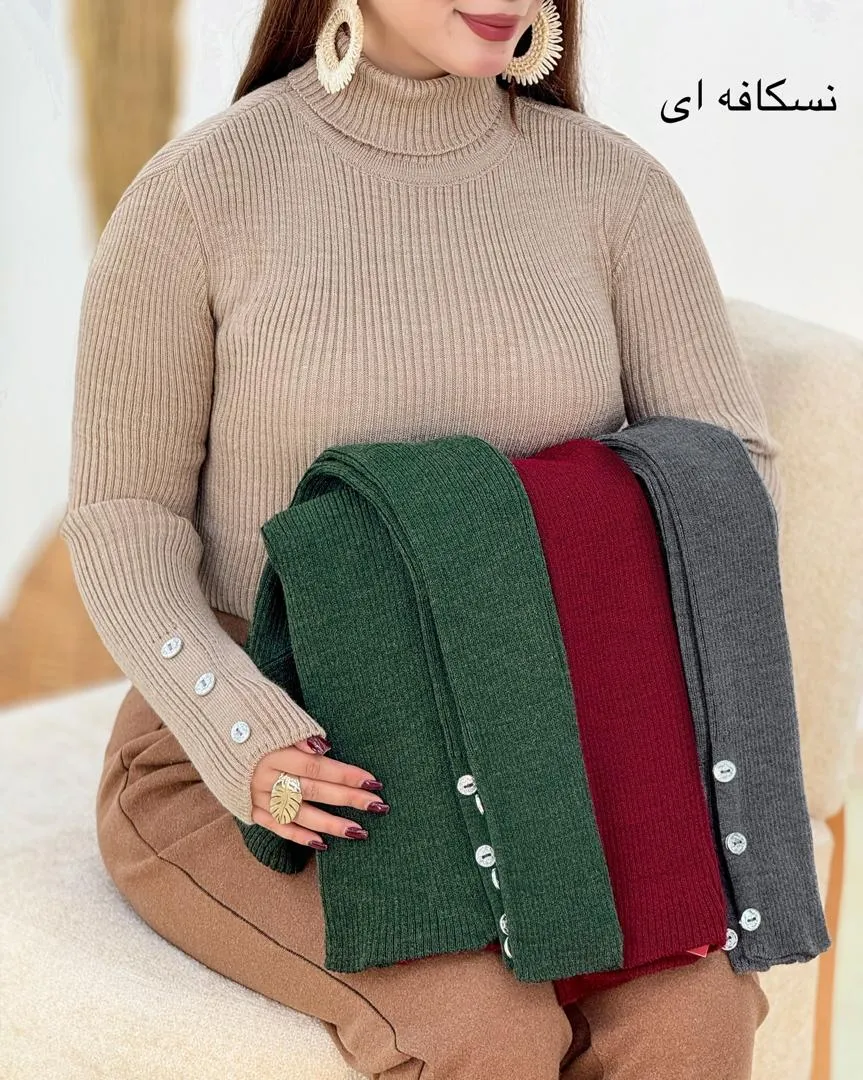 بلوز یقه اسکی آستین دکمه نما h626