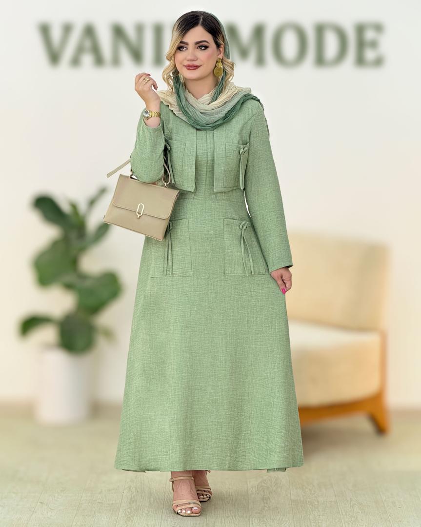 ست کت یقه گرد و سارافون بغل زیپ دار کد H255