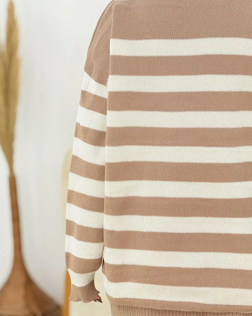 ست بلوز راه راه و دامن چاکدار کد h662