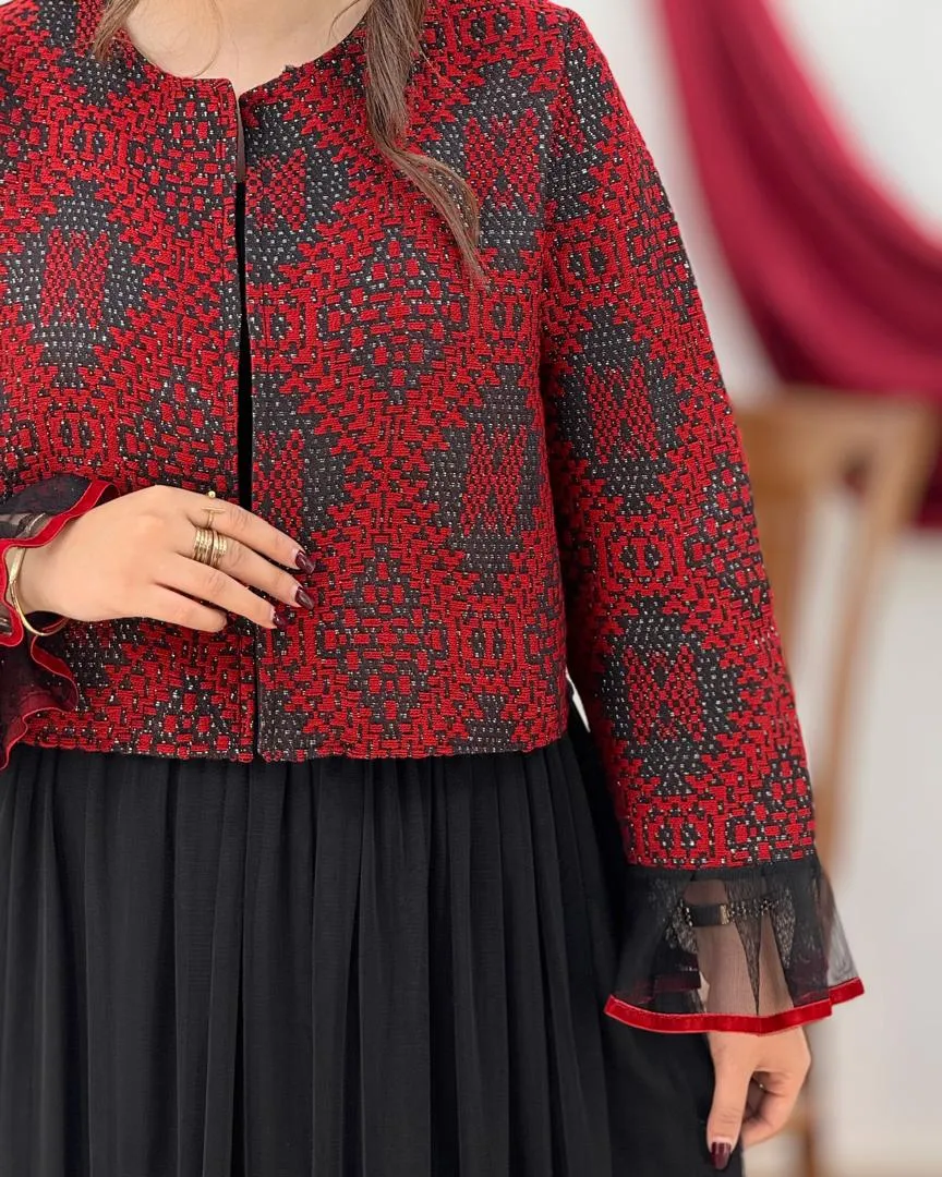 ست یلدایی کت تافته و دامن تور