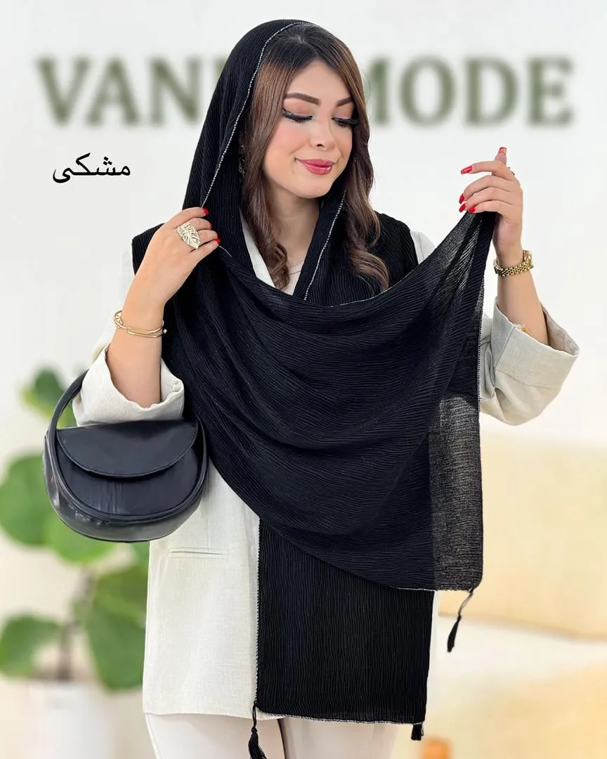 شال پلیسه منگوله دار دورلمه کد g500