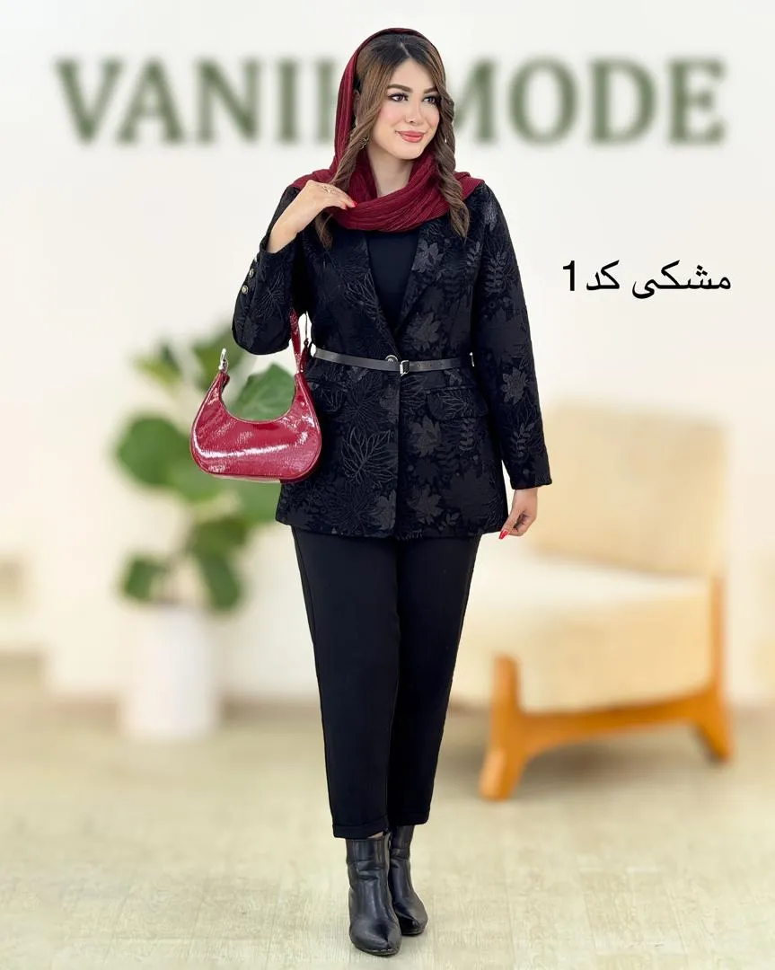 کت آستین سه دکمه نما ژاکارد دوجیب کد h441